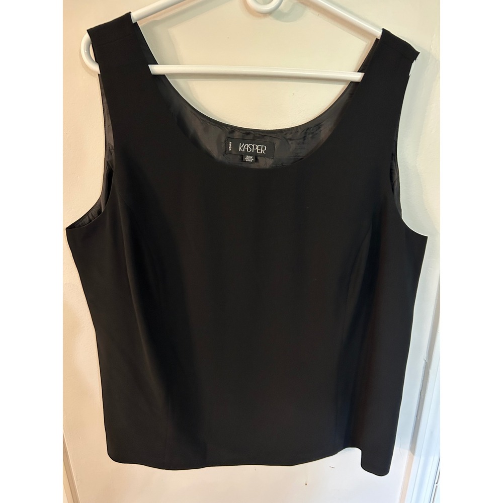 Kasper Woman Black Sleeveless Scoop Neck Side Zip Blouse Top Plus Size 20W